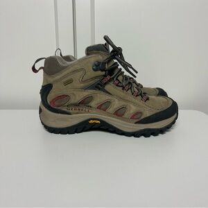Merrell radius mid waterproof tan red hiking boots